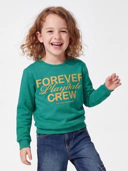 United Colors of Benetton - Girls Green Typography Polycotton Sweatshirt