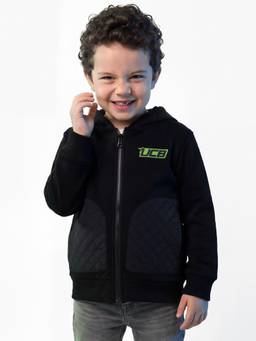 United Colors of Benetton - Boys Black Solid/Plain Polycotton Jacket