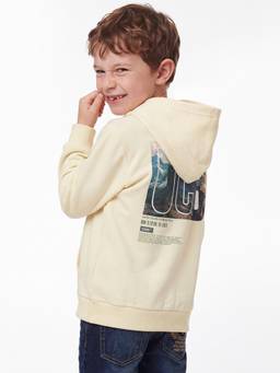 United Colors of Benetton - Boys Cream Printed Polycotton Hoodie