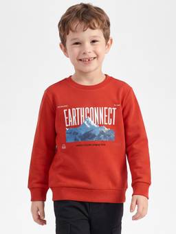 United Colors of Benetton - Boys Red Graphic Polycotton Sweatshirt
