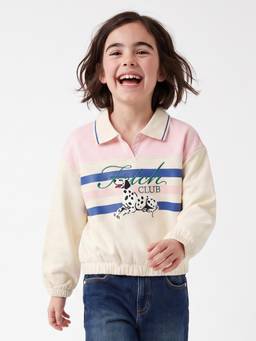 United Colors of Benetton - Girls Cream Stripes Cotton Blend Sweatshirt