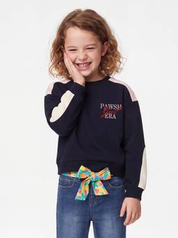 United Colors of Benetton - Girls Blue Colorblock Polycotton Sweatshirt