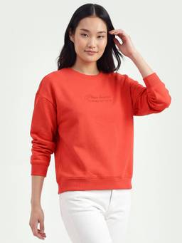 United Colors of Benetton - Women Orange Typography Polycotton Sweatshirt