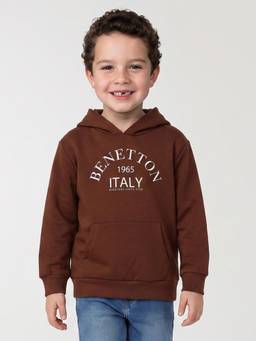 United Colors of Benetton - Boys Brown Printed Polyester Blend Hoodie