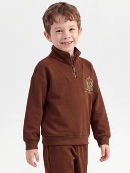 United Colors of Benetton - Boys Brown Solid/Plain Polyester Blend Sweatshirt