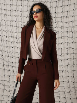 Hubberholme - Solid Regular Full Sleeve Blazer in Brown