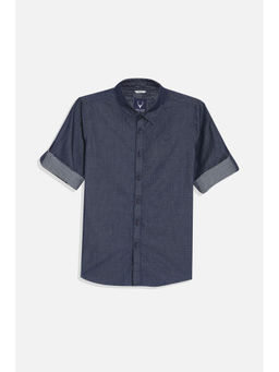 Allen Solly - Boys Navy Blue Slim Fit Textured Casual Shirt