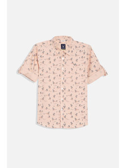 Allen Solly - Boys Peach Slim Fit Print Casual Shirt