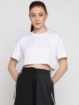 Wear Jukebox - Women White Flow Fit Cropped T-Shirts