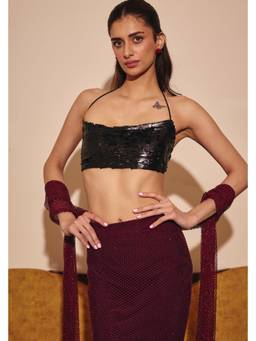 Old Marigold - Antalya Black Sequin Halter Top