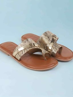 Mochi - Women Gold Casual Flats
