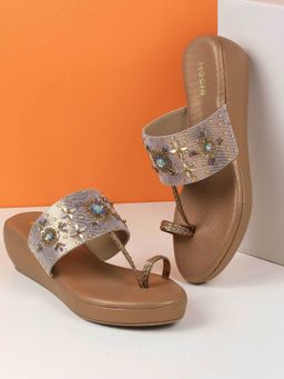 Mochi - Women Bronze Wedges Heels