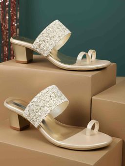 Metro - Women Gold Block Heels