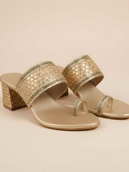 Metro - Women Gold Block Heels