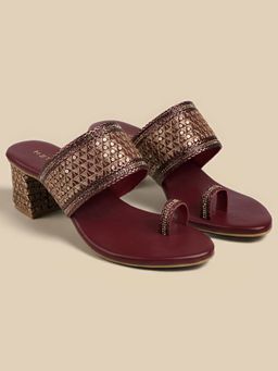 Metro - Women Maroon Block Heels