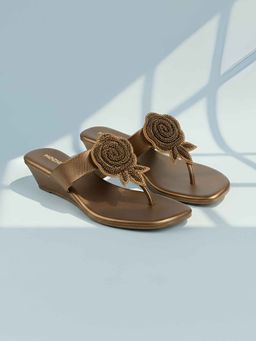 Mochi - Women Bronze Wedges Heels