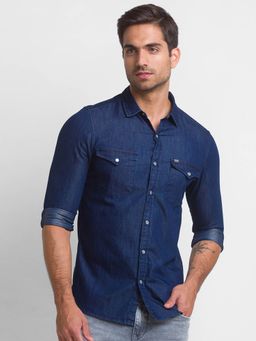 Spykar - Mid Blue Cotton Full Sleeve Denim Shirt for Men