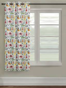 NEELA HOME - Elephant Design Window Single Kids Curtain, Room Darkening, Multicolor