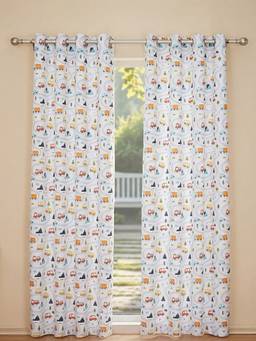 NEELA HOME - Car Design Window Kids Curtain, Room Darkening, Multicolor, (Pack Of 2)