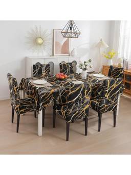 House of Quirk - Dining Table Cloth Dust Kitchen Decor 1 Table Cover + 6 Chair Cover- Sunrise