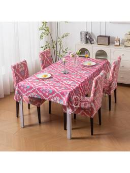 House of Quirk - Dining Table Cloth Dust Kitchen Decor 1 Table Cover + 4 Chair Cover - Rose