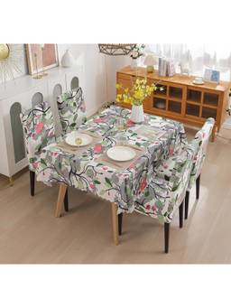 House of Quirk - Dining Table Cloth Dust Kitchen Decor 1 Table Cover + 4 Chair Cover - Pink
