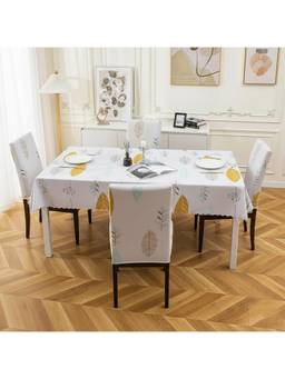 House of Quirk - Dining Table Cloth Dust Kitchen Decor 1 Table Cover + 4 Chair Cover- Yellow