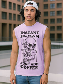 Bewakoof - Men's Purple Instant Human Graphic Printed Oversized Vest