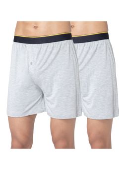 Bummer - Grey Printed Micro Modal Boxers Shorts for Men (Pack of 2)