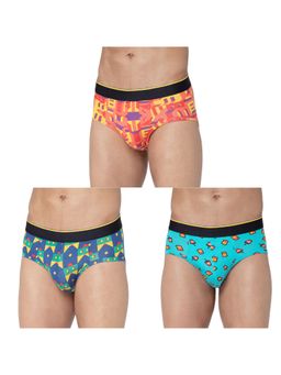 Bummer - Multi-Color Mens Printed Micro Modal Briefs Underwear (Pack of 3)