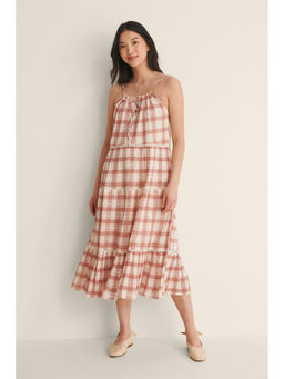 NA-KD - Check Midi Dress-red Check