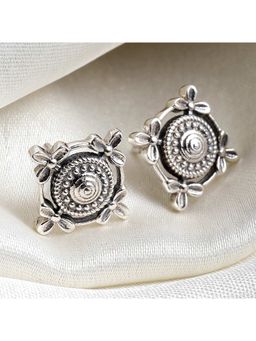 Karatcart - KUNUZ by 925 Sterling Silver Antique Oxidised Silver Stud Earrings for Women