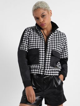 Campus Sutra - Womens Contrast Houndstooth Jacket