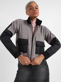 Campus Sutra - Womens Contrast Houndstooth Jacket