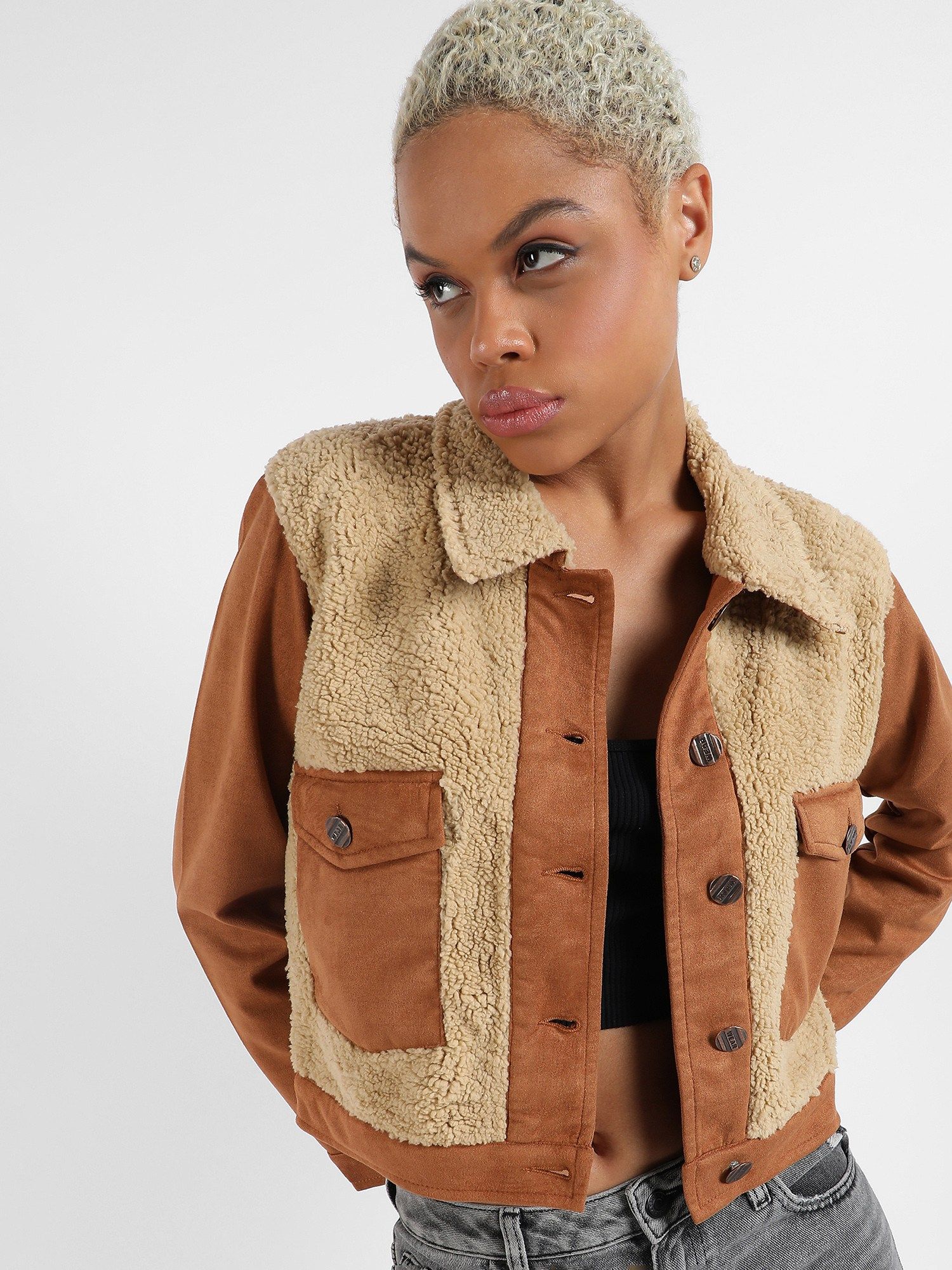 pinacolada Womens Contrast Sherpa Jacket-picture-25