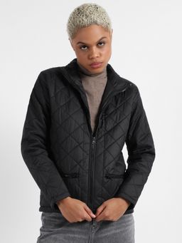 Campus Sutra - Womens Quilted Puffer Jacket With Zip Closure