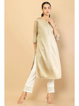 Soch - Women Beige Embroidered Kurta