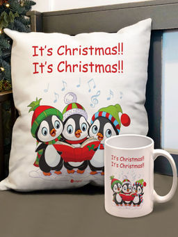 Indigifts - Christmas Cushion Cover & Coffee Mug (12x12 Inches)