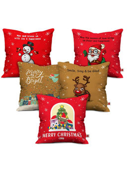Indigifts - Red and Brown Cushion Covers (12x12 Inches)