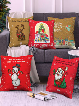 Indigifts - Themed Holiday Home Decor Cushion Cover Without Filler (18x18 inches)