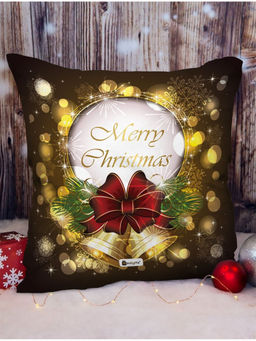 Indigifts - Merry Christmas Print Yellow Cushion Cover (12x12 Inches)