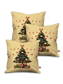 Indigifts - Cream Merry Christmas Printed Cushion Cover Inches (12x12 Inches)