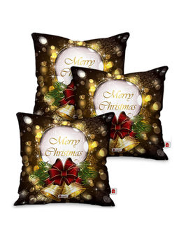 Indigifts - Merry Christmas Printed Yellow Cushion Cover (12x12 Inches)