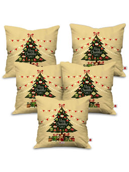 Indigifts - Cream Merry Christmas Printed Cushion Cover (12x12 Inches)