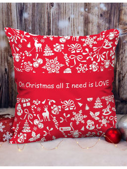 Indigifts - All I Need Is Love Printed Red Cushion Cover Without Filler (16x16 Inches)