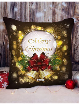 Indigifts - Merry Christmas Printed Yellow Cushion Cover Without Filler (16x16 Inches)