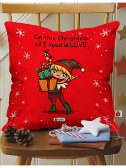 Indigifts - All I Need Is Love Printed Red Cushion Cover Without Filler (16x16 Inches)