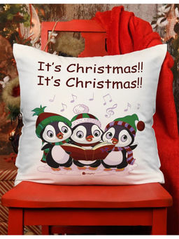 Indigifts - Christmas Gifts It's Christmas Printed White Cushion Cover Without Filler (16x16 Inches)