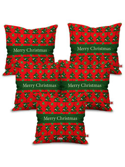 Indigifts - Red Merry Christmas Printed Cushion Cover (16x16 Inches)