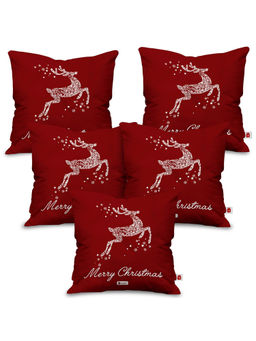 Indigifts - Merry Christmas Printed Micro Satin Cushion Cover Without Fillers - (16x16 Inches)